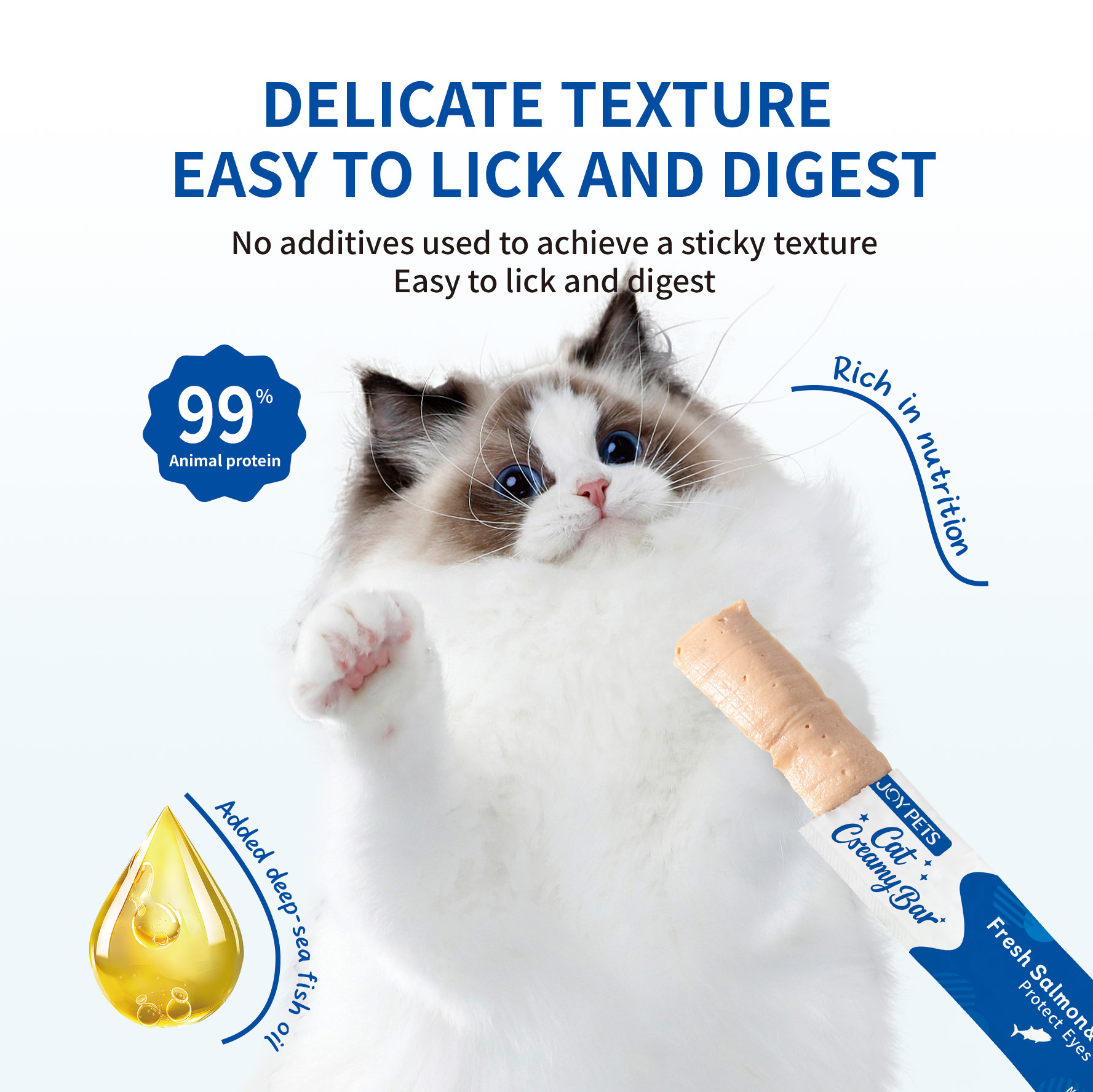 Lickable Creamy Cat Treats with Vitamins Skin and Coat cat Treats